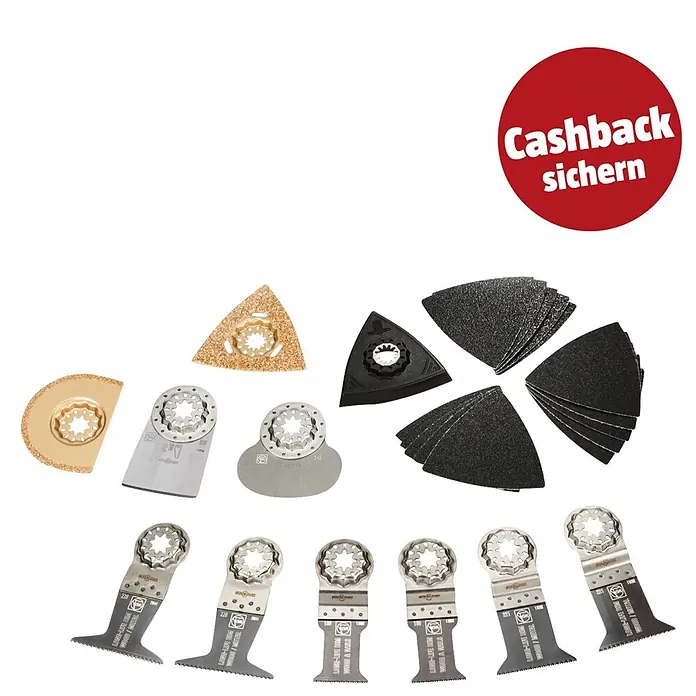 Fein Starlock Zubehör-Set Best of Starlock Renovation - 26 -tlg. - Set aus oszillierenden Multitool-Klingen (Metall, Holz/Metall, Holz/Nägel) und dreieckigen Schleifpads.