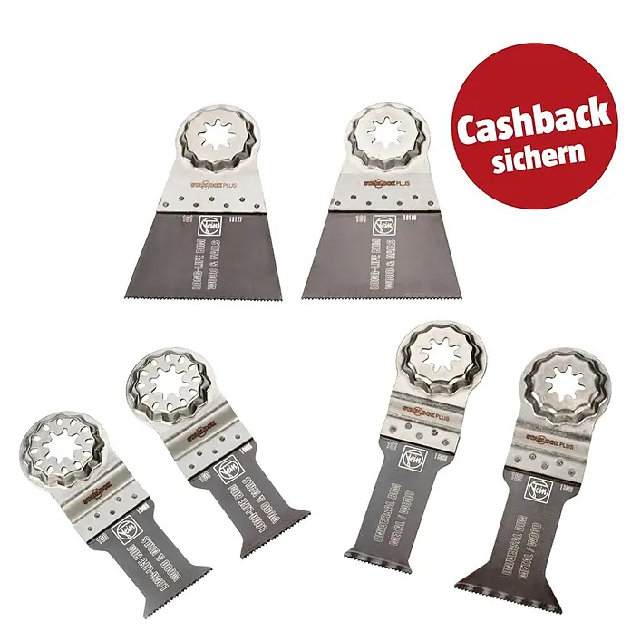 Fein Starlock Zubehör-Set Best of E-Cut Starlock Plus Wood & Metal - 6 -tlg. - Set aus verschiedenen metallischen Oszillationssägeblättern mit Starlock Plus Aufnahme, für Holz, Nägel und Metall.