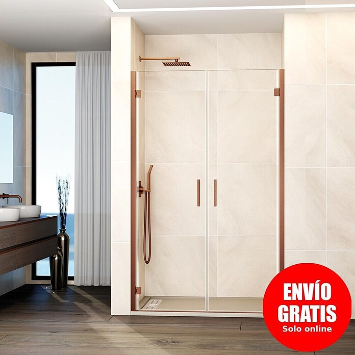 GME Mampara de ducha frontal Glass (76,7 x 195 cm, Espesor de vidrio: 6 mm, Cobre) | BAUHAUS