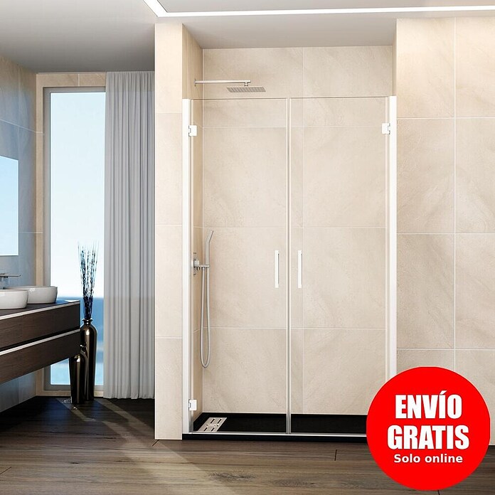 GME Mampara de ducha frontal Glass (76,7 x 195 cm, Espesor de vidrio: 6 mm, Blanco) | BAUHAUS