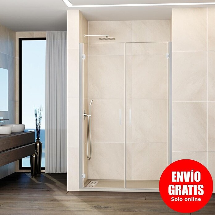 GME Mampara de ducha frontal Glass (76,7 x 195 cm, Espesor de vidrio: 6 mm, Cromo) | BAUHAUS