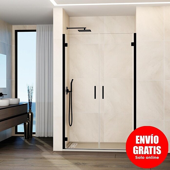 GME Mampara de ducha frontal Glass (76,7 x 195 cm, Espesor de vidrio: 6 mm, Negro) | BAUHAUS