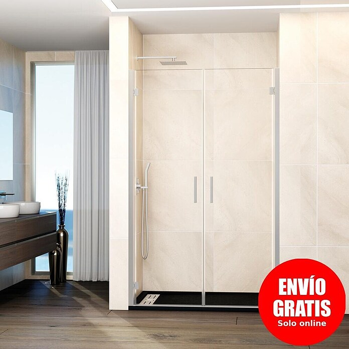 GME Mampara de ducha frontal Glass (76,7 x 195 cm, Espesor de vidrio: 6 mm, Nickel) | BAUHAUS