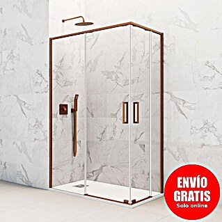 GME Mampara de ducha esquinera Twenty (L x An x Al: 70 x 80 x 195 cm, Vidrio transparente, Cobre)