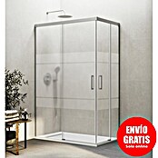 GME Mampara de ducha esquinera Basic Angular (L x An x Al: 70 x 90 x 196 cm, Vidrio serigrafiado, Nickel) | BAUHAUS
