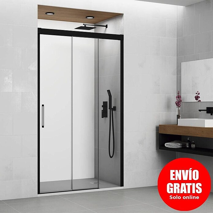 GME Mampara de ducha frontal Trio (101 x 195 mm, Espesor de vidrio: 6 mm, Negro) | BAUHAUS