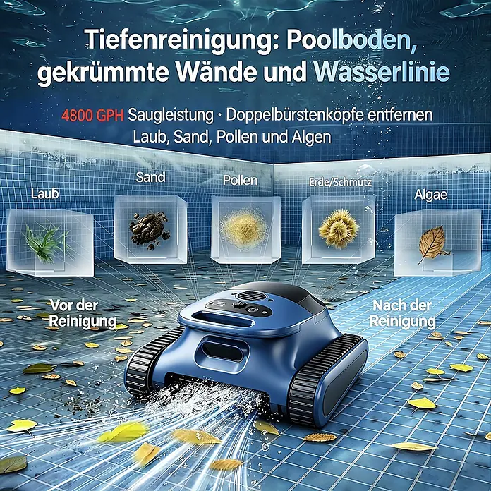 EVERCROSS BOT Poolroboter - Akkubetrieben, Passend für: Alle Pooltypen, Filterleistung: 18.000 l/h