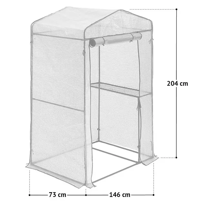 HATTORO Gewächshaus - Außenmaß inkl. Dachüberstand (B x T): 146 x 73 cm, Material Seitenwand: Sonstige, 1 mm, Grün