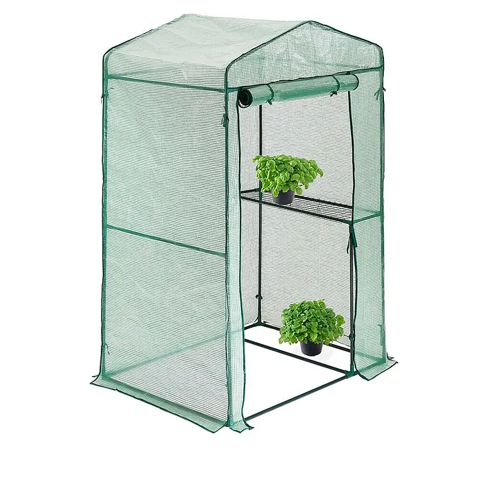 HATTORO Gewächshaus - Außenmaß inkl. Dachüberstand (B x T): 146 x 73 cm, Material Seitenwand: Sonstige, 1 mm, Grün
