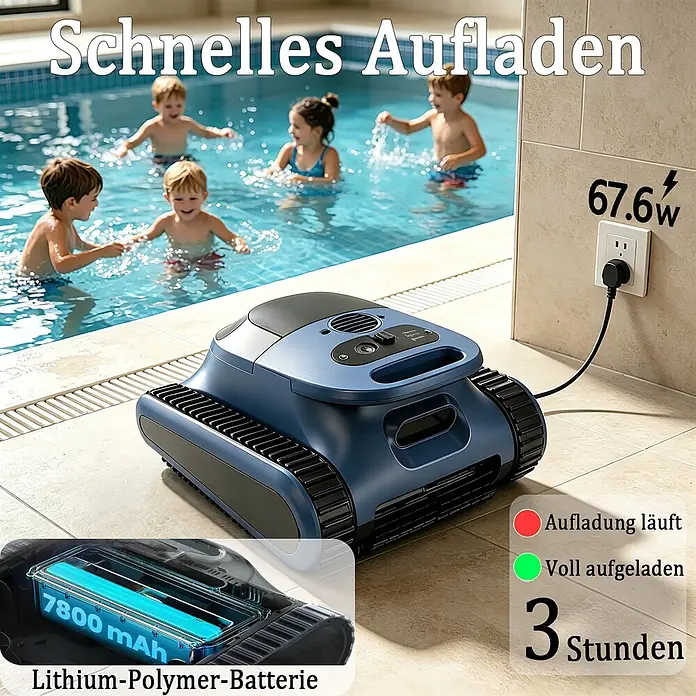EVERCROSS BOT Poolroboter - Akkubetrieben, Passend für: Alle Pooltypen, Filterleistung: 18.000 l/h