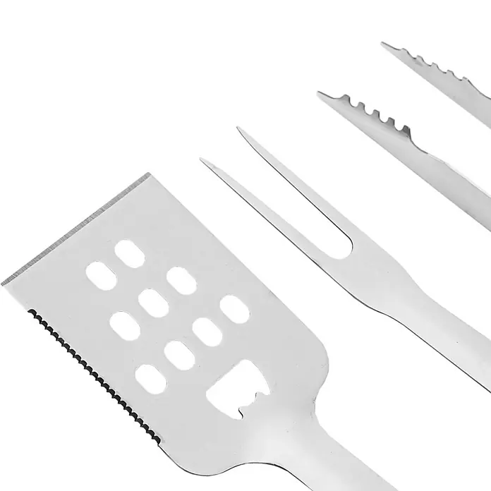TAINO Grillbesteck - Länge: 43 cm, Besteckteile aus Edelstahl, Pinsel aus Silikon, mit Kunststoffgriff