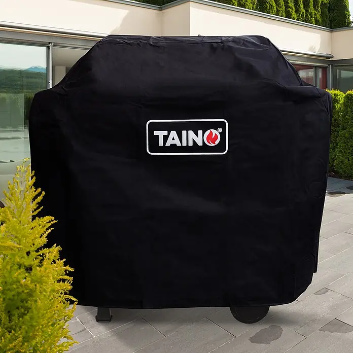 TAINO Grill-Schutzhülle BASIC Abdeckhaube - Passend für: Geeignet für die Modelle 3+1 / 4+1 / 6+1 der Serie "BASIC"., Hochwertiges Polyester, 400D + UV Schutz, 270 g/m², Schwarz