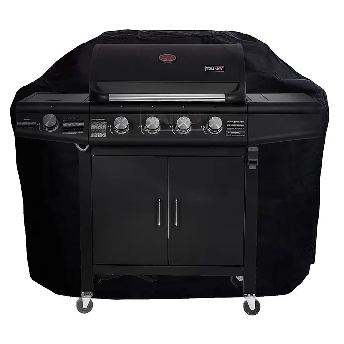 TAINO Grill-Schutzhülle - Passend für: Universal nutzbar - TAINO RED 4+1, PRO 4-Brenner, RED 6+1 und YAMARA 4+2, sowie für andere Grillgräte und Hersteller, 600D Polyester, 210 g/m², Schwarz