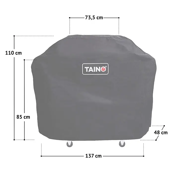 TAINO Grill-Schutzhülle - Passend für: Universal nutzbar - TAINO RED 4+1, PRO 4-Brenner, RED 6+1 und YAMARA 4+2, sowie für andere Grillgräte und Hersteller, 600D Polyester, 210 g/m², Schwarz