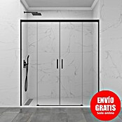 GME Mampara de ducha frontal Basic Spazio (150 x 195 cm, Vidrio transparente, Longitud regulable: 142 cm - 152 cm, Negro) | BAUHAUS