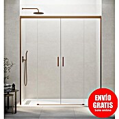 GME Mampara de ducha frontal Basic Spazio (142 x 196 cm, Vidrio transparente, Longitud regulable: 132 cm - 142 cm, Cobre) | BAUHAUS