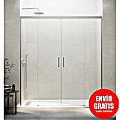 GME Mampara de ducha frontal Basic Spazio (172 x 196 cm, Vidrio transparente, Longitud regulable: 162 cm - 172 cm, Nickel) | BAUHAUS