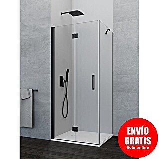 GME Mampara de ducha plegable Glass Combi 1 Esquinera (85 x 195 cm, Negro, Espesor de vidrio: 6 mm, L x An x Al: 80 x 85 (50/35) x 195 cm)