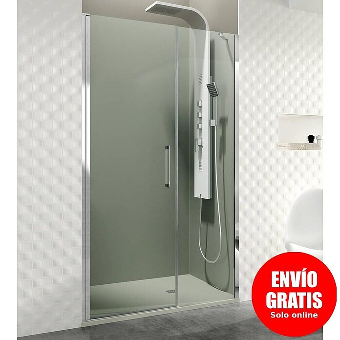 GME Mampara de ducha frontal Open Combi E (75 x 195 cm, Espesor de vidrio: 6 mm, Plata brillo, An x Al: 75 (25/50 x 195 cm) | BAUHAUS