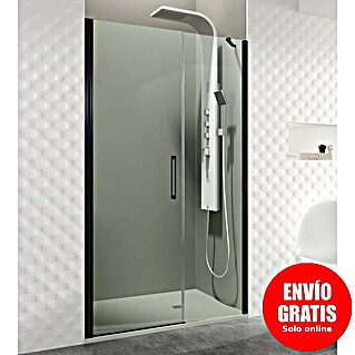 GME Mampara de ducha frontal Open Combi E (100 x 195 cm, Espesor de vidrio: 6 mm, Negro, An x Al: 100 (50/50) x 195 cm)