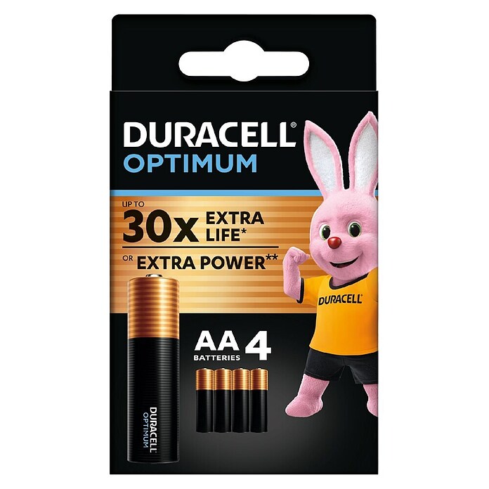 Duracell Alkalna baterija Optimum AA  (4 kos) | 3351 - Alkali Marke | CBHA - Batterien Marke | CBH - Batterien/Taschenlampen | CB - Elektroinstallation | C - Elektro | BAUHAUS