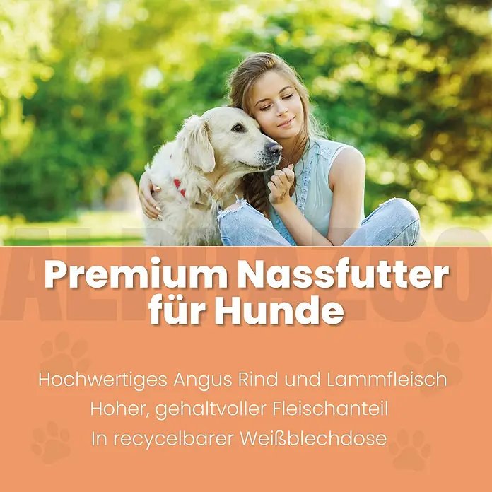 Alphazoo Hundenassfutter Angus Rind + Lamm 6x400g - 2.400 g, Alleinfuttermittel