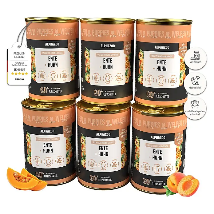 Alphazoo Hundenassfutter Ente + Huhn 6x400g - 2.400 g, Alleinfuttermittel