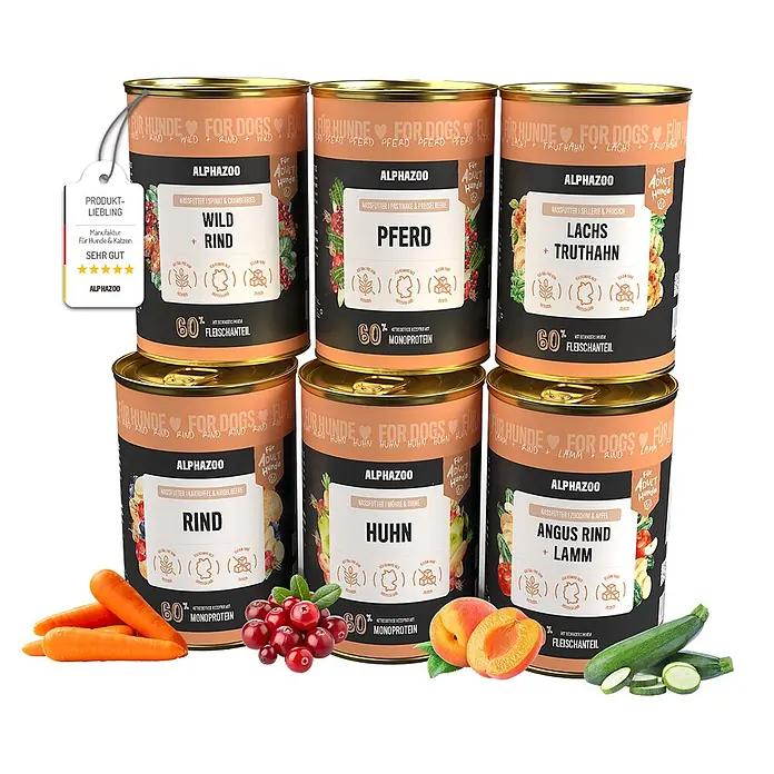 Alphazoo Hundenassfutter Probierschmaus 6x400g - 2.400 g, Alleinfuttermittel