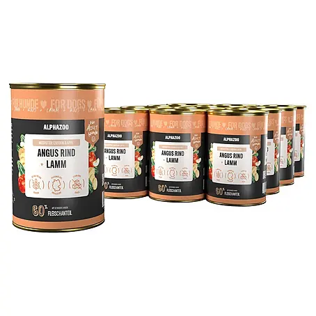 Alphazoo  Hundenassfutter Angus Rind + Lamm 12x400g