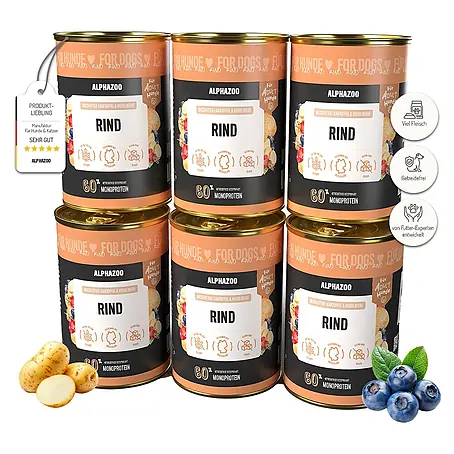 Alphazoo  Hundenassfutter Monoprotein Rind 6x400g