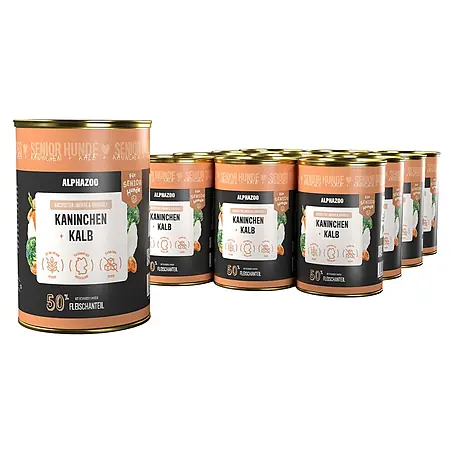Alphazoo  Hundenassfutter Kaninchen + Kalb 12x400g