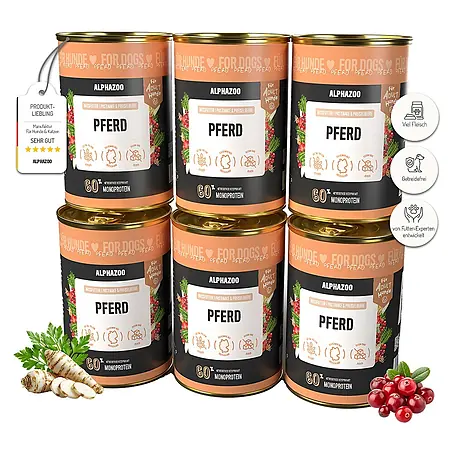 Alphazoo  Hundenassfutter Monoprotein Pferd 6x400g