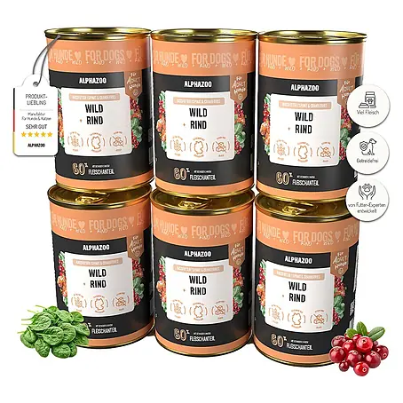 Alphazoo  Hundenassfutter Wild + Rind 6x400g