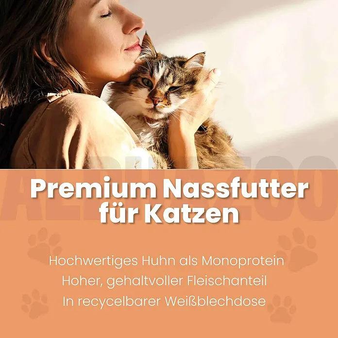 Alphazoo Katzennassfutter Monoprotein Huhn 12x200g - 2.400 g, Alleinfuttermittel