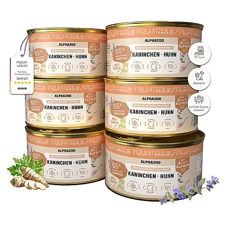 Alphazoo  Katzennassfutter Kaninchen für 6x200g