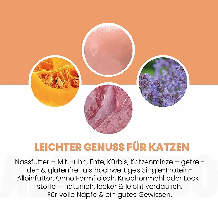 Alphazoo Katzennassfutter Ente + Huhn 12x200g - 2.400 g, Alleinfuttermittel