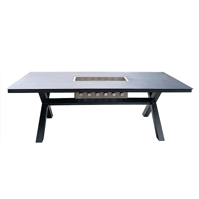 Mesa Dos Gartentisch mit instigiertem Grill - L x B x H: 240 x 110 x 75 cm, Rechteckig, Anthrazit