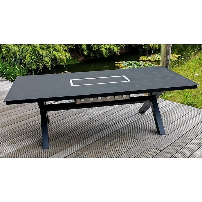 Mesa Dos Gartentisch mit instigiertem Grill - L x B x H: 240 x 110 x 75 cm, Rechteckig, Anthrazit