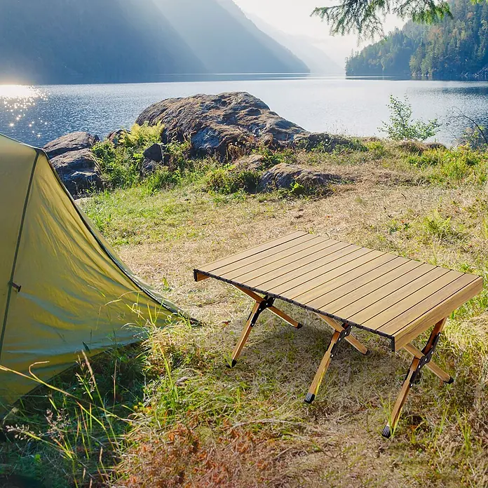 SVITA Campingtisch - L x B x H: 60 x 119 x 44,5 cm, Beige