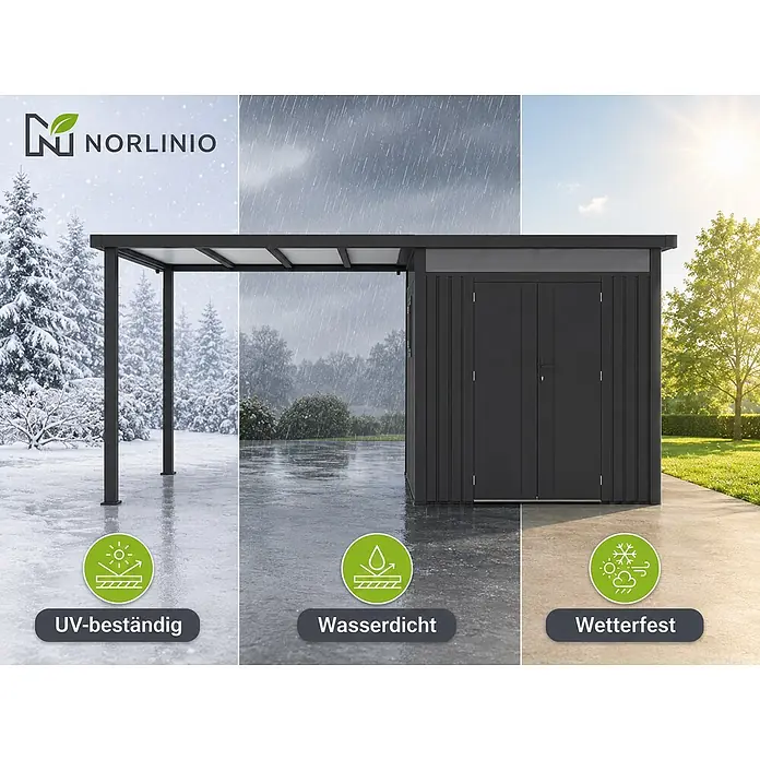 Linholm Gerätehaus Miro 1 - Außenbreite inkl. Dachüberstand: 505 cm, Außentiefe inkl. Dachüberstand: 230 cm, Anthrazit