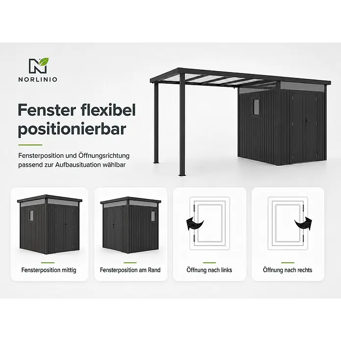 Linholm Gerätehaus Miro 1 - Außenbreite inkl. Dachüberstand: 505 cm, Außentiefe inkl. Dachüberstand: 230 cm, Anthrazit