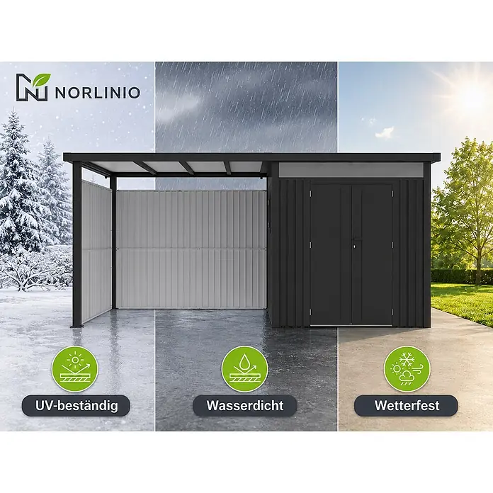 Linholm Gerätehaus Miro 1 - Außenbreite inkl. Dachüberstand: 230 cm, Außentiefe inkl. Dachüberstand: 230 cm, Anthrazit