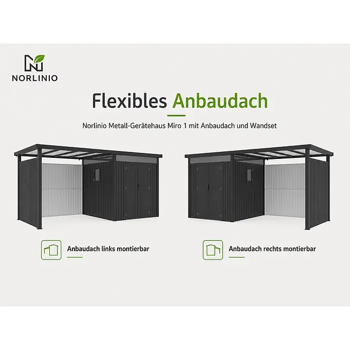 Linholm Gerätehaus Miro 1 - Außenbreite inkl. Dachüberstand: 230 cm, Außentiefe inkl. Dachüberstand: 230 cm, Anthrazit