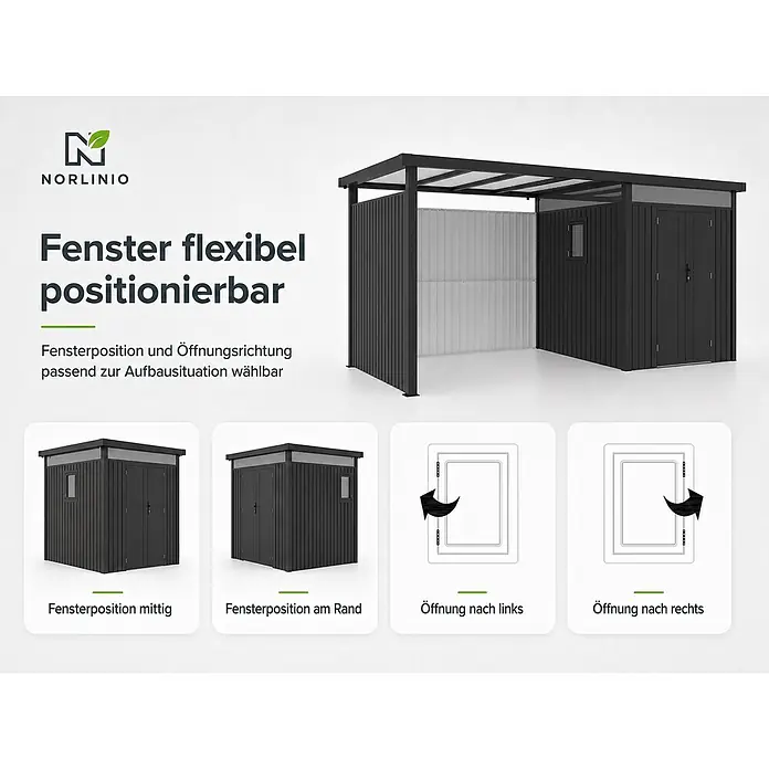 Linholm Gerätehaus Miro 1 - Außenbreite inkl. Dachüberstand: 230 cm, Außentiefe inkl. Dachüberstand: 230 cm, Anthrazit