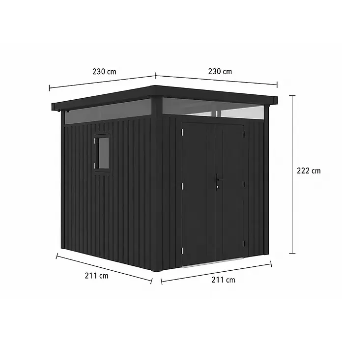 Linholm Gerätehaus Miro 1 - Außenbreite inkl. Dachüberstand: 249 cm, Außentiefe inkl. Dachüberstand: 249 cm, Anthrazit