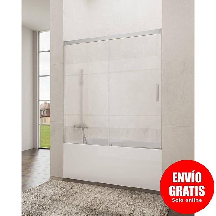 GME Mampara para bañera Basic (An x Al: 160 x 150 cm, Vidrio serigrafiado, Cromo) | BAUHAUS