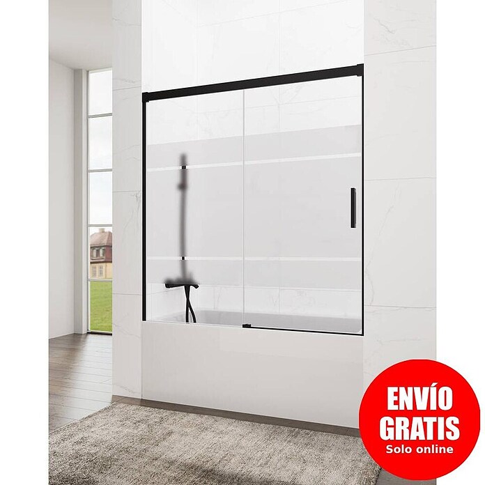 GME Mampara para bañera Basic (An x Al: 160 x 150 cm, Vidrio serigrafiado, Negro) | BAUHAUS