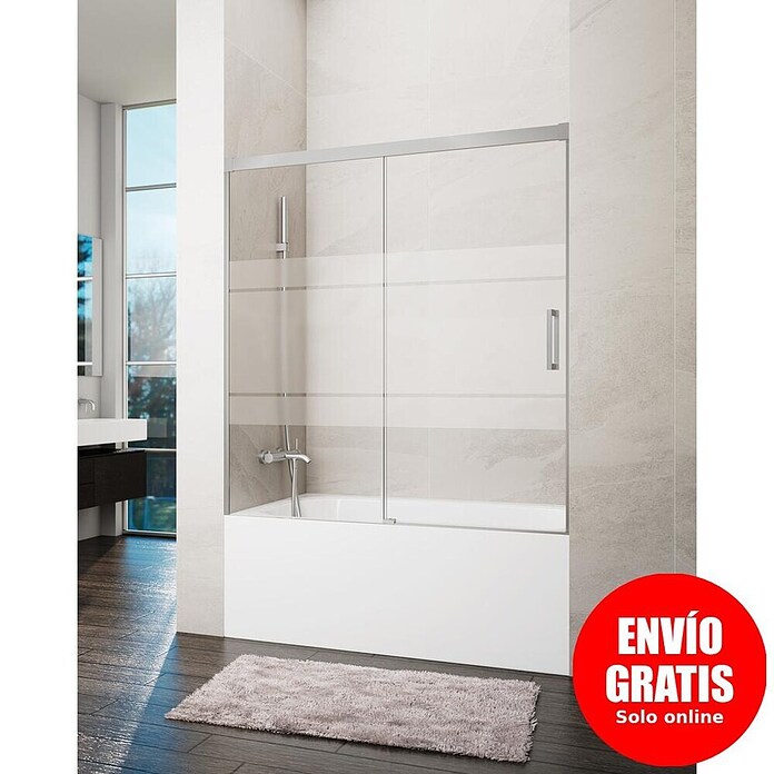 GME Mampara para bañera Basic (An x Al: 160 x 150 cm, Vidrio serigrafiado, Níquel) | BAUHAUS