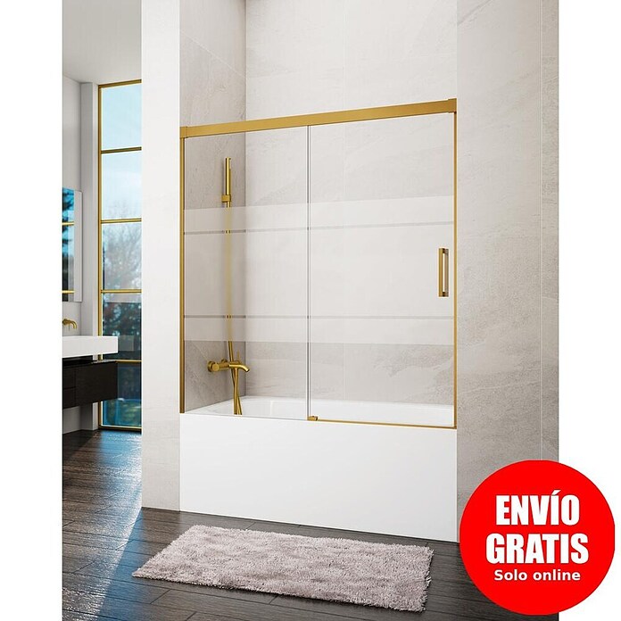 GME Mampara para bañera Basic (An x Al: 150 x 150 cm, Vidrio serigrafiado, Oro) | BAUHAUS