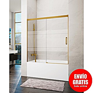 GME Mampara para bañera Basic (An x Al: 155 x 150 cm, Vidrio serigrafiado, Oro)